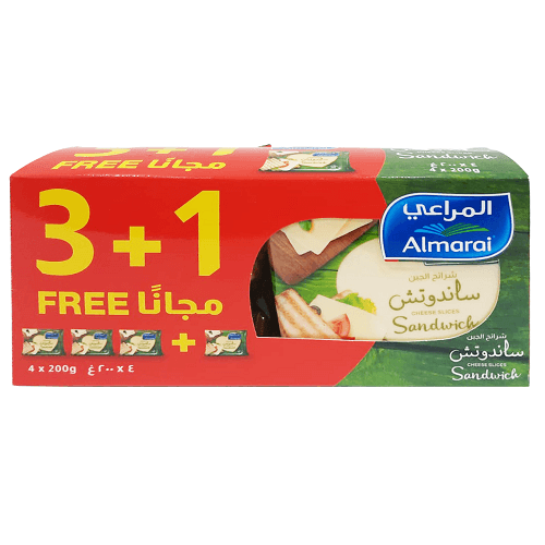 Almarai Sandwich Cheese Slices 10Slices 200g 3+1Free