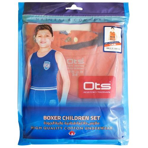 Ots Winter Underwear Set Printed Boxer Strap Boy Red