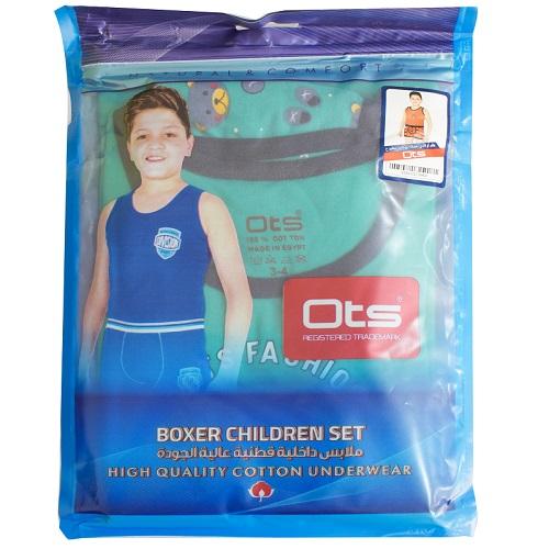 Ots Winter Underwear Set Printed Boxer Strap Boy Green