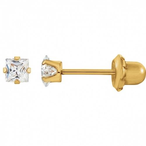 Gold Plated Small Diamond Earing 18K 6mm No.181