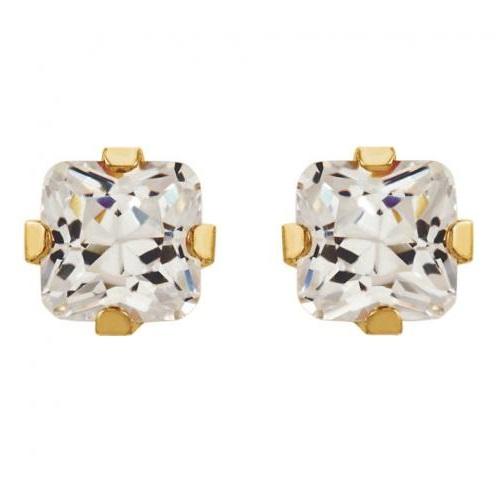 Gold Plated Square Shape Medical Diamond Earring 18k 4mm No.139