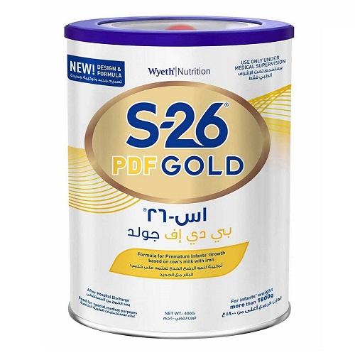 اس 26 بي دي اف جولد تركيبة حليب لنمو صحي للرضع لوزن اعلي من 1800جم 400جم