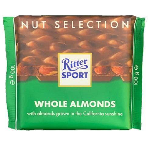 Ritter Sport Milk Chocolate with Whole Almonds 100g