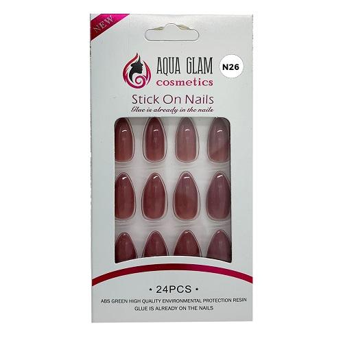 Aqua Glam Cosmetics Stick on Nails 24Pcs Model No.N26