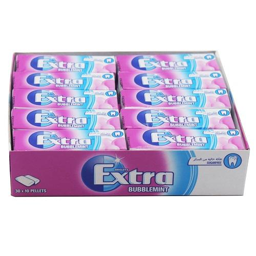 Extra Sugar Free Gum with Bubblemint 10Pcs 14g 30Packets
