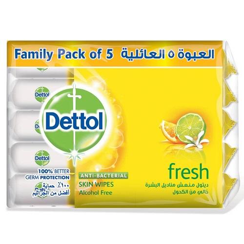 Dettol Fresh Alcohol Free Skin Wipes 10Tissues 5Pcs