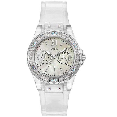 Guess Plastic Round Analog Crystal Watch Clear