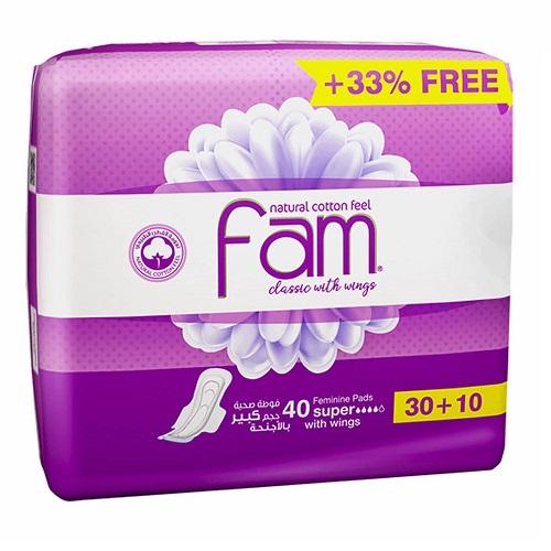 Fam Classic Super Pads with Wings 30Pcs +10 Free