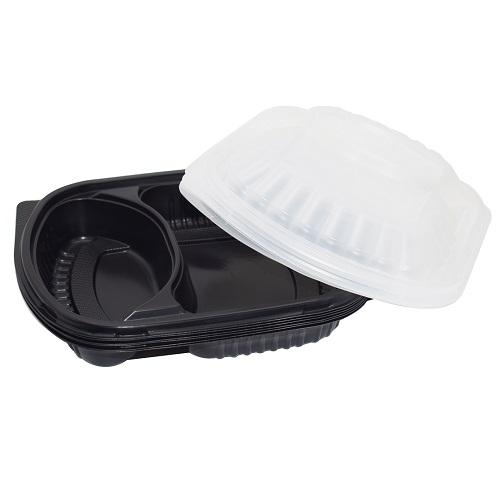 Fotouh Al Kuwait Black Microwave Plain Divided Into2 With Lids 6Pcs