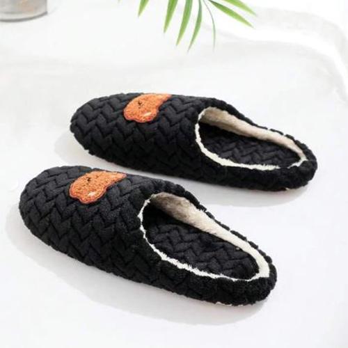 Teddy Bear Black Furry Bedroom House shoes