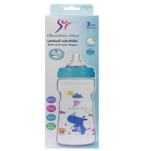 Bambino Care Baby Feeding Bottle with Anti Colic Nipple for Boys Blue 240ml 