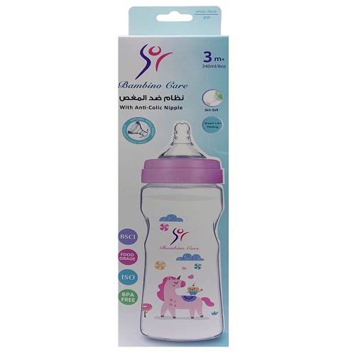 Bambino Care Baby Feeding Bottle with Anti Colic Nipple for Girl 240ml 