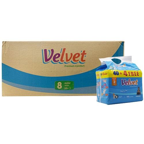 Velvet Baby Diapers No.8 Junior From +35 Kg 40Diapers +4Free 4Pcs 1Carton