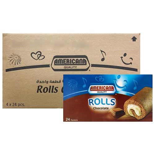 Americana Chocolate Rolls Carton 25g 24Pcs 4Packets 1Carton