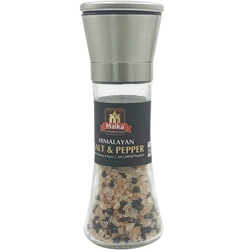 Malka Himalayan Salt Rough and Black Pepper with Mill 150g