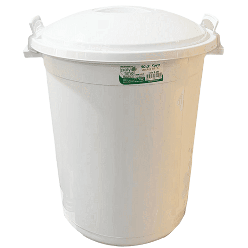 Poly Time Drum with Lid 50Ltr White No.E-580