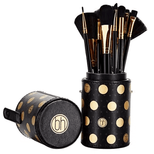 BH Cosmetics Makeup Brush Set in leather Box Black 12Pcs