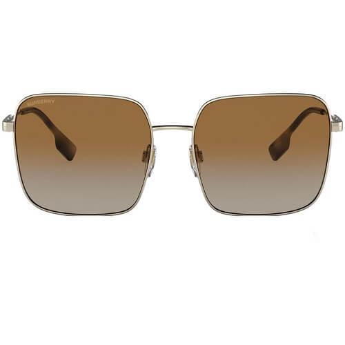 Burberry Square Gold Frame Brown Lenses Sunglasses