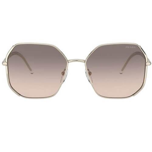 Prada Geometric Silver Frame Gray Lenses Sunglasses