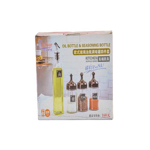 طقم زجاج زيت وتوابل 4قطع موديل رقم.CHKT498