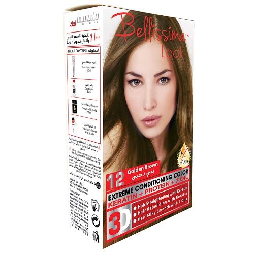 Bellissima Look Extreme Conditioning Color with Keratin Protein and 7Oils Golden Brown 50ml No.12