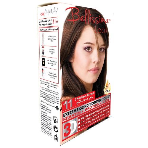 Bellissima Look Extreme Conditioning Color with Keratin Protein and 7Oils Chestnut Brown 50ml No.11