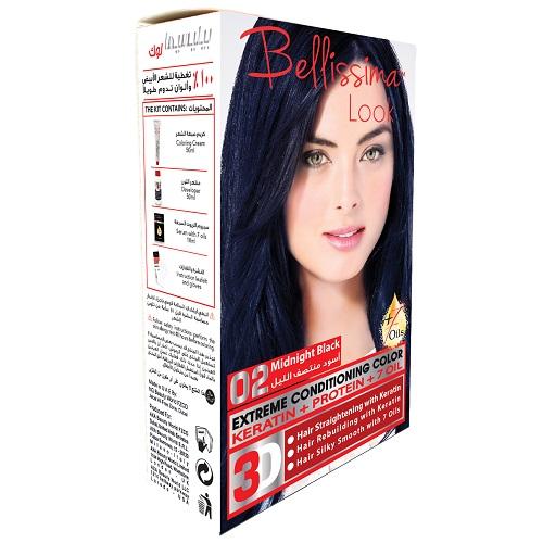 Bellissima Look Extreme Conditioning Color with Keratin Protein and 7Oils Midnight Black 50ml No.02