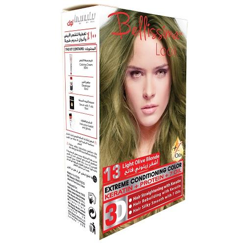 Bellissima Look Extreme Conditioning Color with Keratin Protein and 7Oils Light Olive Blonde 50ml No.13