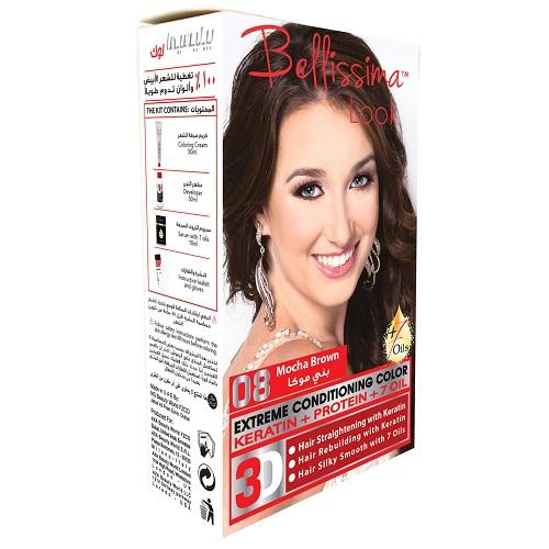 Bellissima Look Extreme Conditioning Color with Keratin Protein and 7Oils Mocha Brown 50ml No.08