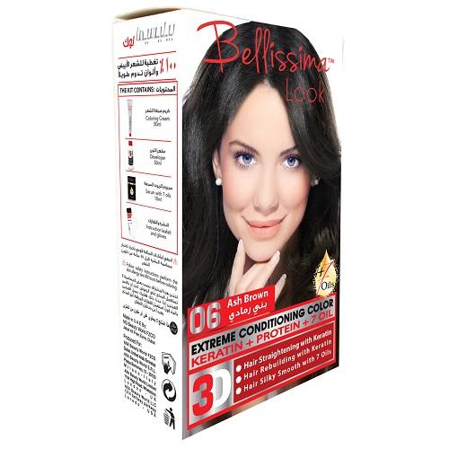 Bellissima Look Extreme Conditioning Color with Keratin Protein and 7Oils Ash Brown 50ml No.06