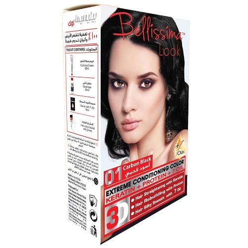 Bellissima Look Extreme Conditioning Color with Keratin Protein and 7Oils Carbon Black 50ml No.01