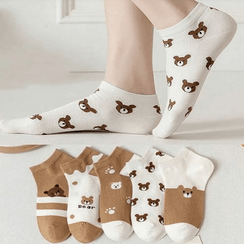 Socks With Teddy Bear Battern