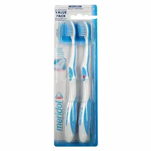 Meridol Toothbrush Thorough Cleaning with Health Care for the Gums Value Pack Medium 2Pcs