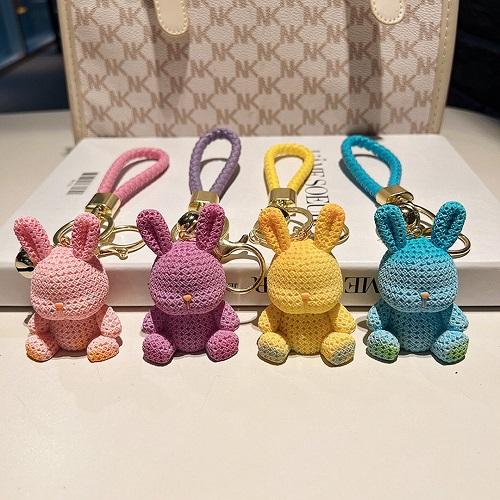Knitted Bunny Keychain Pink