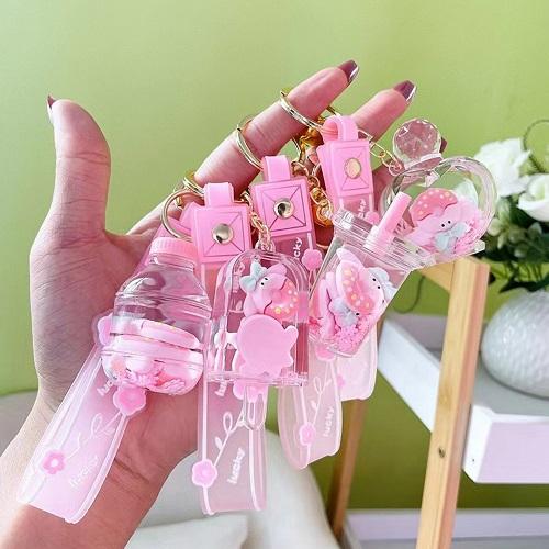 Crystal Bloom Pendant Keychain Pink