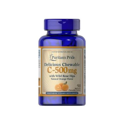Puritans Pride Vitamin C Supports Body Functions And Strengthens Immunity 500mg 90Chewable Tablets