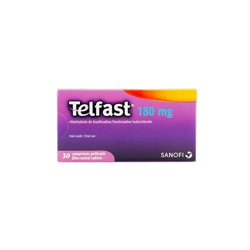 Telfast Fexofenadine Hydrochloride Seasonal Allergic Rhinitis Relief 180mg 30Tablets