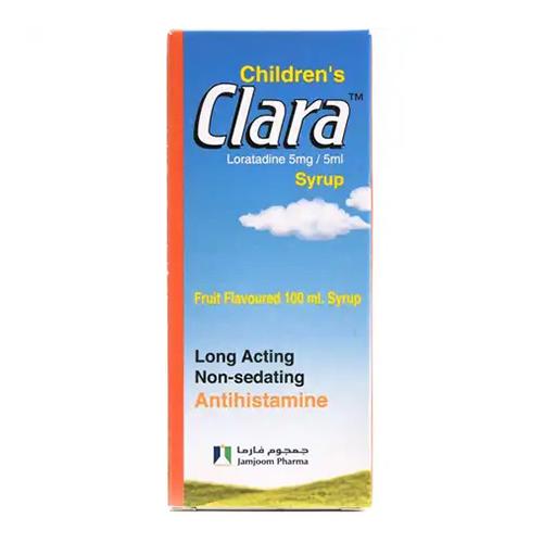 Clara Loratidine 5mg/5ml Antihistamine Syrup for Allergic Rhinitis Long Acting 100ml
