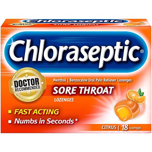 Chloraseptic Sore Throat Lozenges to Relieve Throat Pain and Burning Sensation Citrus Flavor 18Lozenges