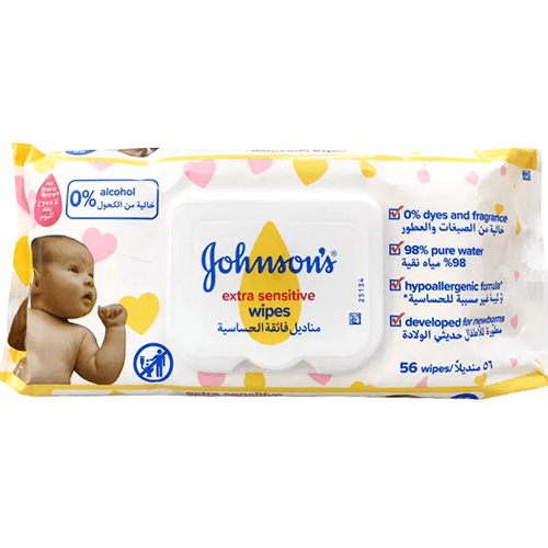 Johnsons Extra Sensitive Wipes for Babies to Skin Care and Moisturize 56Wipes