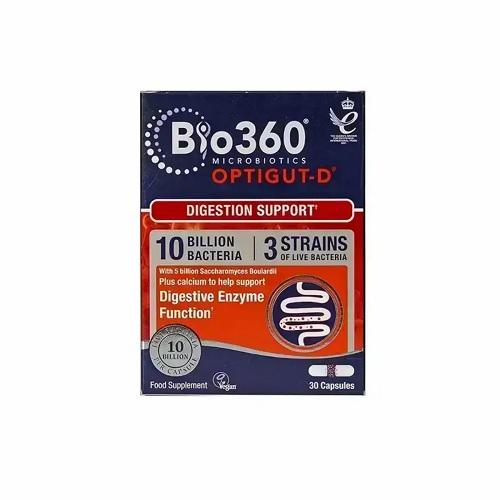 Bio360 Microbiotics Optigut D Food Supplement to Support Digestive Health 30Capsules