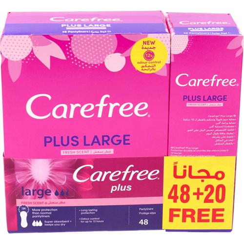 Carefree Plus Large Fresh Scent Pantyliners 48Pcs+20