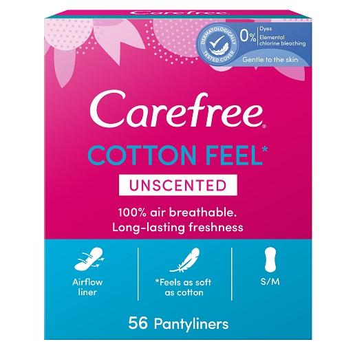 Carefree Cotton Panty Pads Unscented 56Pads