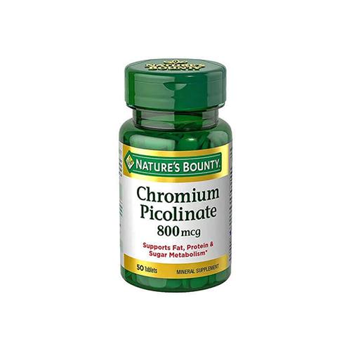Natures Bounty Chromium Picolinate to Maintain Blood Sugar Levels 800mcg 50Tablet 