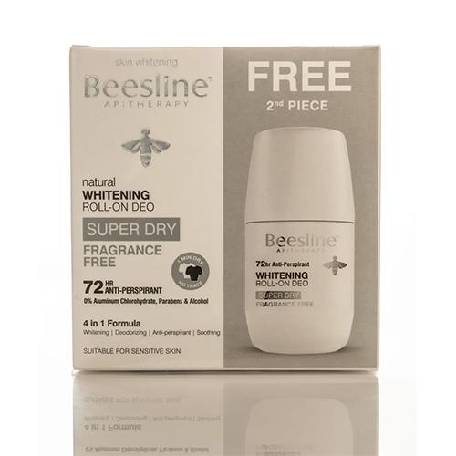 Beesline Super Dry Fragrance Free Deodorant Roll 1+1Free