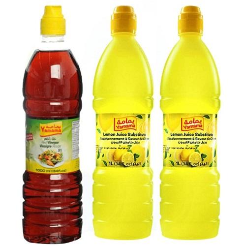 Yamama Lemon Juice 1Ltr 2Pcs + Red Vinegar 1Ltr