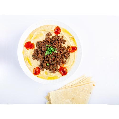 Meat Hummus and Pine Nuts