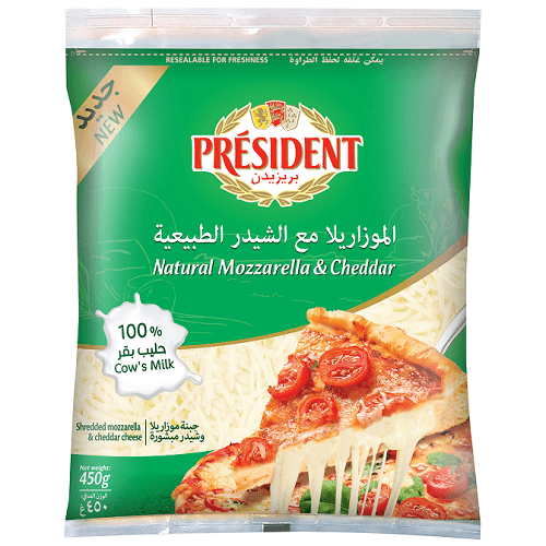 President Shredded Cheddar and Mozzarella Cheese Blend 450g