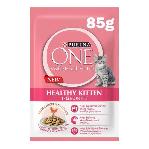 Purina One Healthy Kitten Cat Food with Chicken in Gravy from1to12Months85g