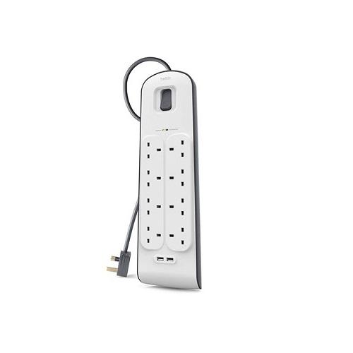 بيلكين كابل طاقة 8 منافذ 2م بمنفذين شحن USB رقم.111326